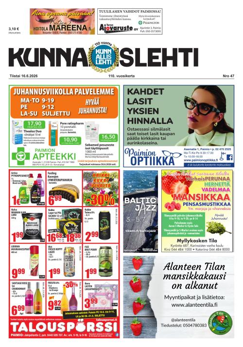 Kunnallislehti Paimio-Sauvo-Kaarina 16.6.2026