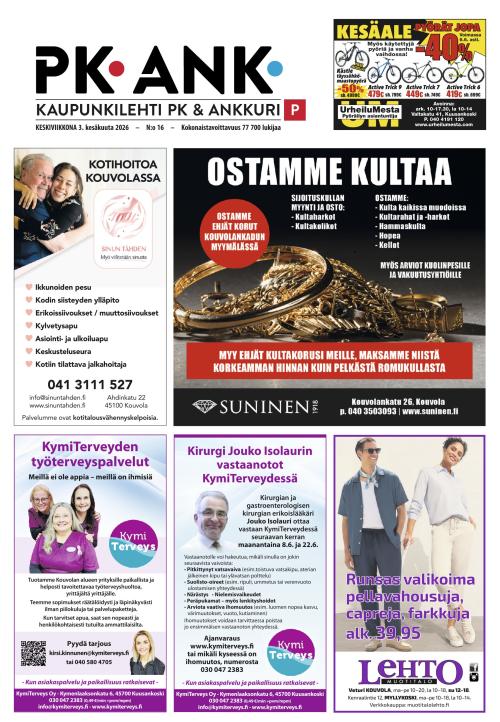 Kaupunkilehti Pohjois-Kymenlaakso 3.6.2026