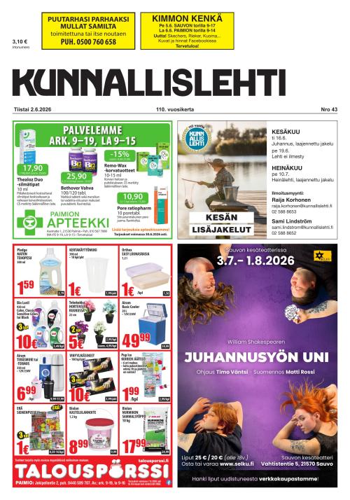 Kunnallislehti Paimio-Sauvo-Kaarina 2.6.2026