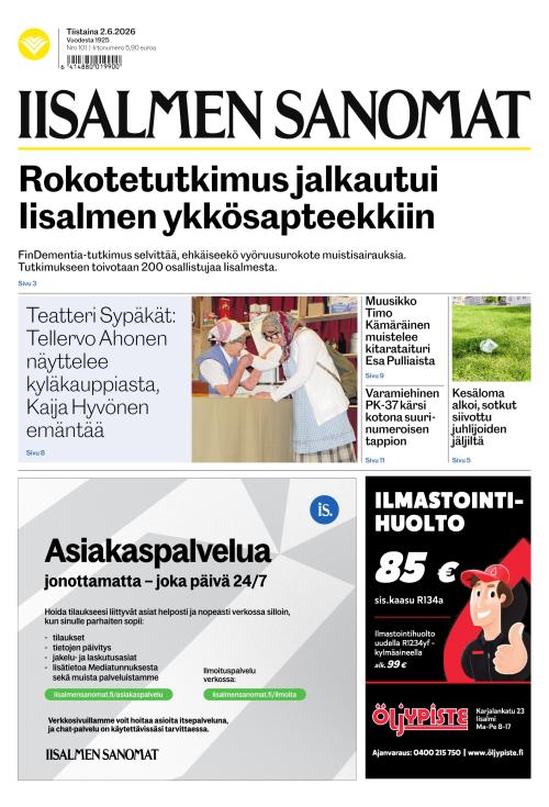 Iisalmen Sanomat 2.6.2026