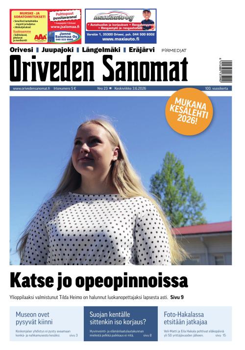 Oriveden Sanomat 3.6.2026