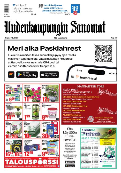 Uudenkaupungin Sanomat 9.6.2026