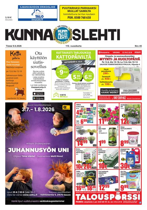 Kunnallislehti Paimio-Sauvo-Kaarina 9.6.2026