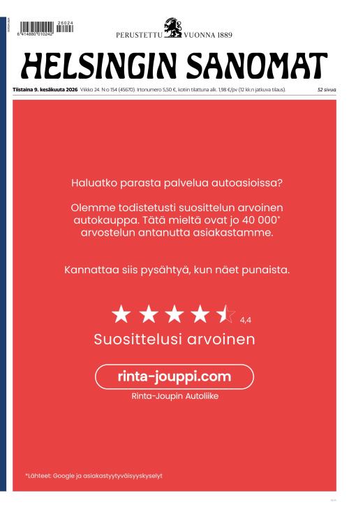Helsingin Sanomat 9.6.2026
