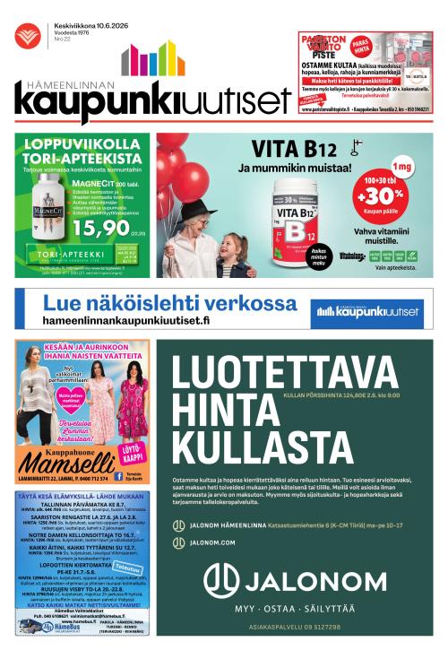 Hämeenlinnan kaupunkiuutiset 10.6.2026