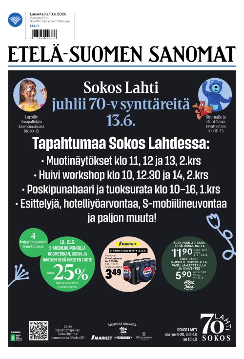 Etelä-Suomen Sanomat 13.6.2026