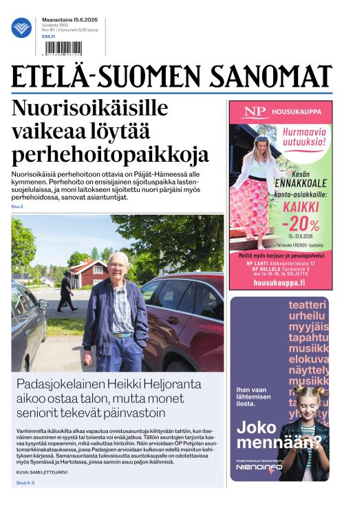 Etelä-Suomen Sanomat 15.6.2026