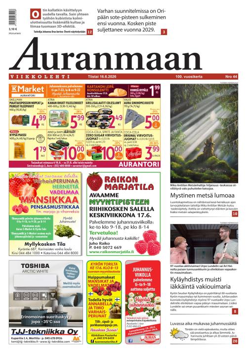 Auranmaan Viikkolehti 16.6.2026