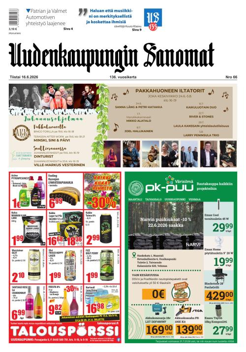Uudenkaupungin Sanomat 16.6.2026