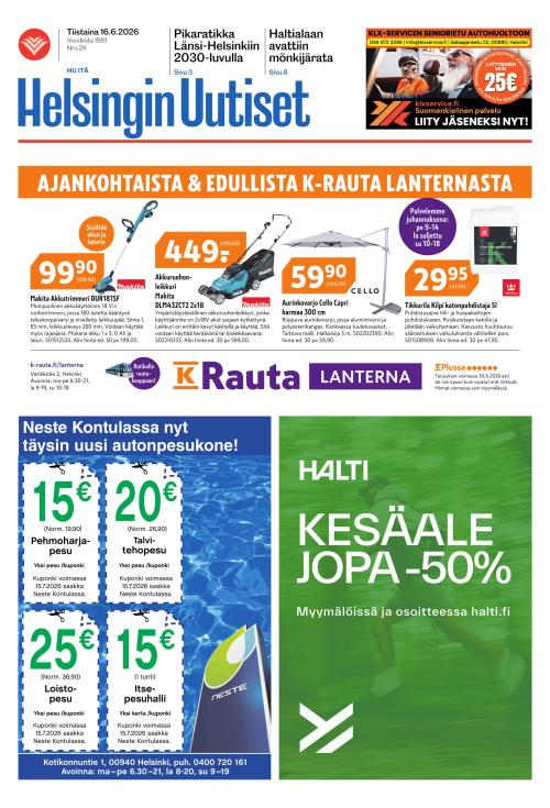 Helsingin Uutiset (Itä) 16.6.2026