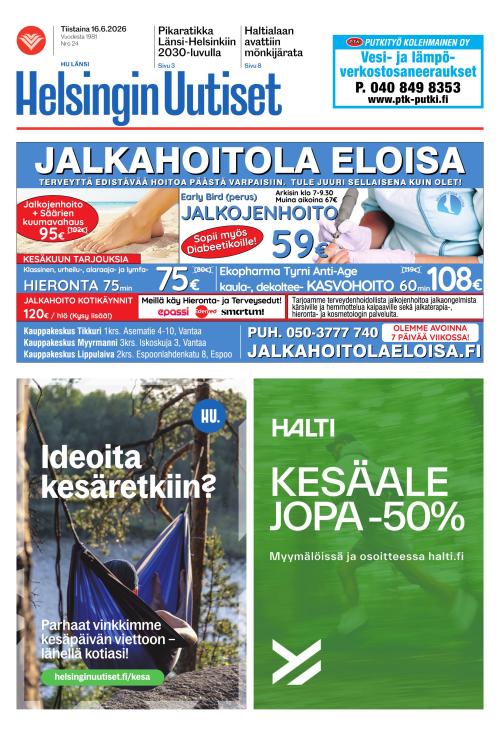 Helsingin Uutiset (Länsi) & Munkin Seutu 16.6.2026