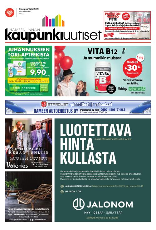 Hämeenlinnan kaupunkiuutiset 16.6.2026