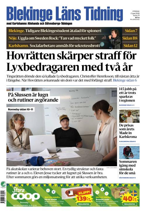 Blekinge Läns Tidning 17.6.2026