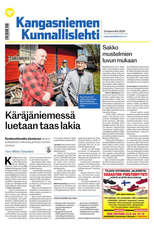 Kangasniemen kunnallislehti 18.6.2026