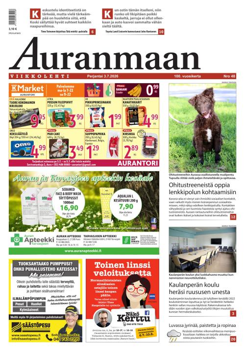 Auranmaan Viikkolehti 3.7.2026