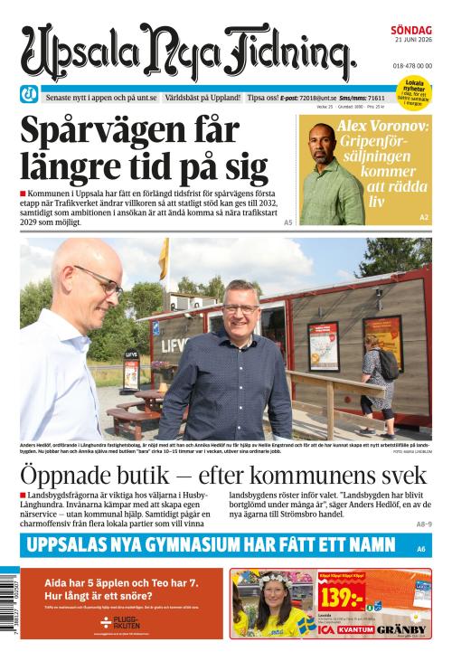 Upsala Nya Tidning 21.6.2026