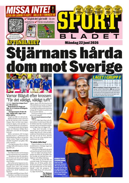 Aftonbladet Sportbladet 22.6.2026