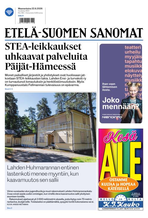 Etelä-Suomen Sanomat 22.6.2026