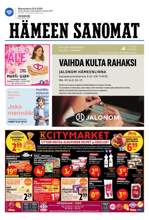 Hämeen Sanomat 22.6.2026
