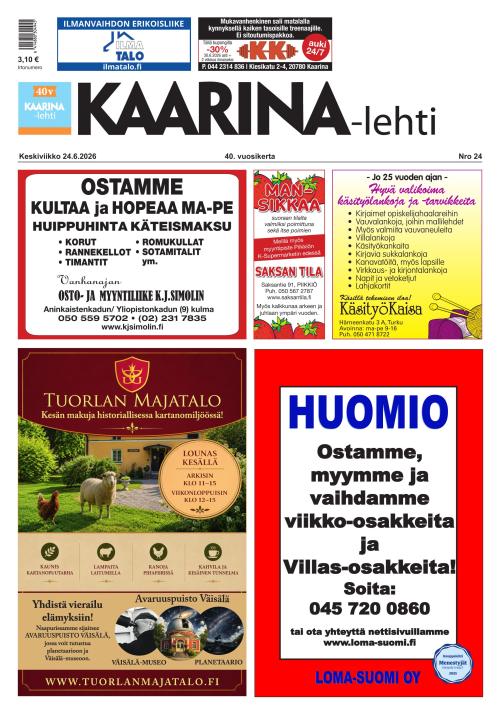 Kaarina-lehti 24.6.2026