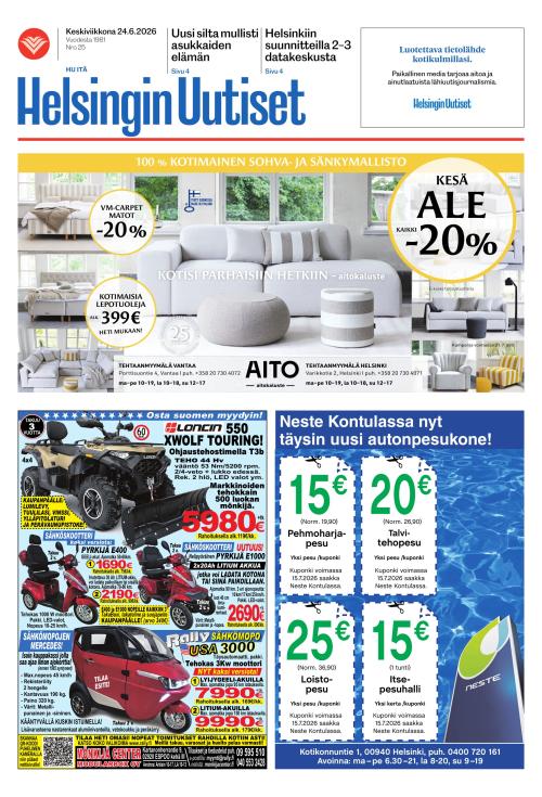 Helsingin Uutiset (Itä) 24.6.2026