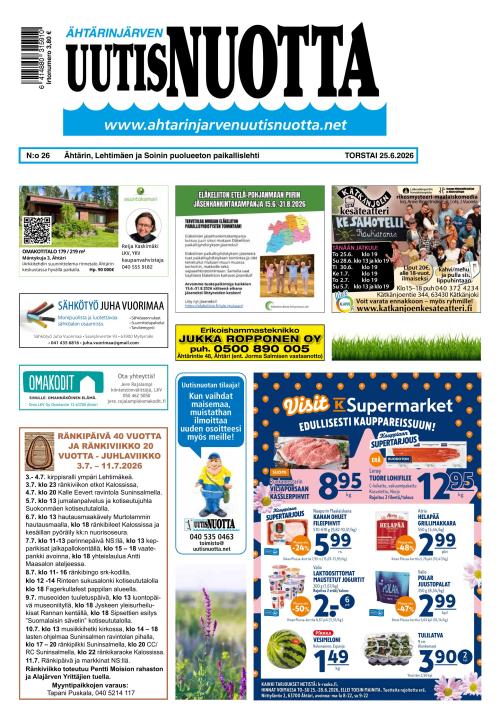 Ähtärinjärven Uutisnuotta 25.6.2026