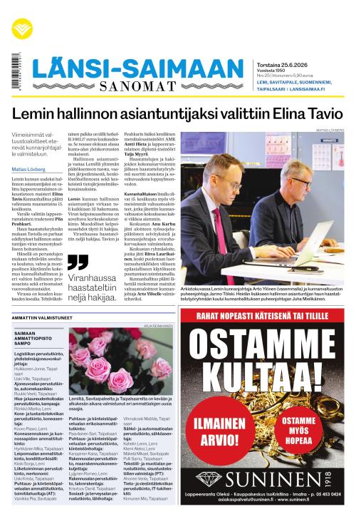 Länsi-Saimaan Sanomat 25.6.2026