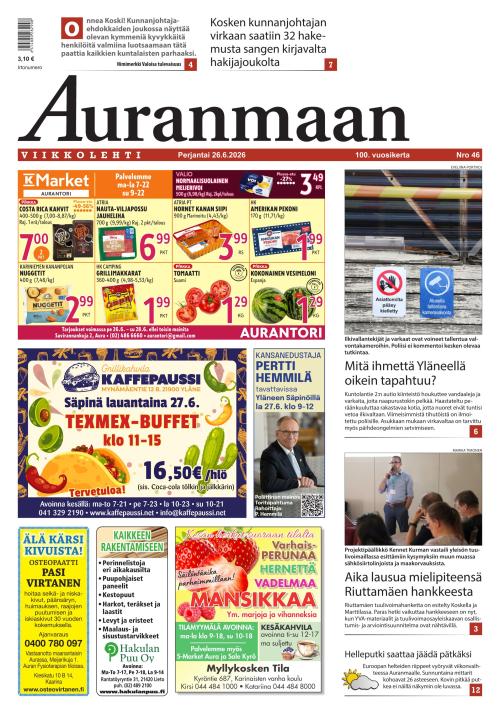Auranmaan Viikkolehti 26.6.2026