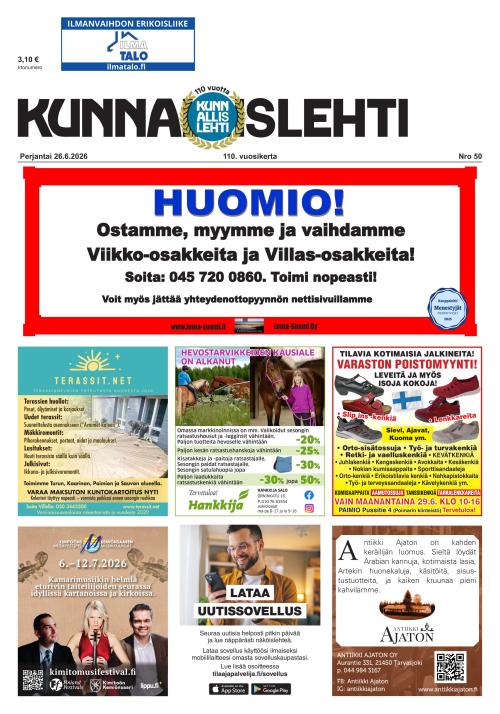 Kunnallislehti Paimio-Sauvo-Kaarina 26.6.2026