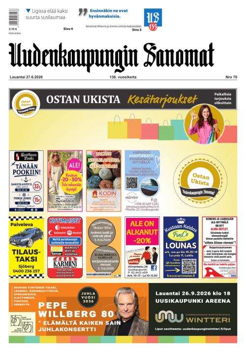 Uudenkaupungin Sanomat 27.6.2026