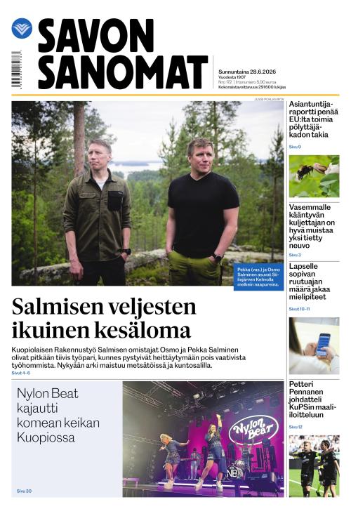 Savon Sanomat 28.6.2026