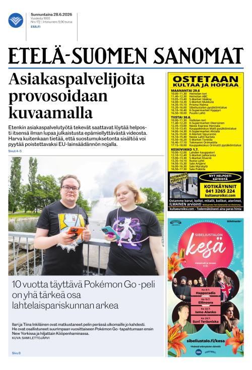 Etelä-Suomen Sanomat 28.6.2026