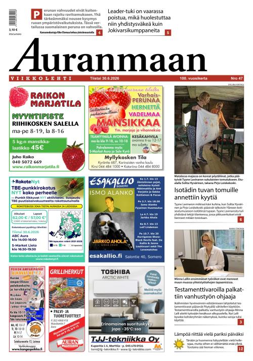 Auranmaan Viikkolehti 30.6.2026