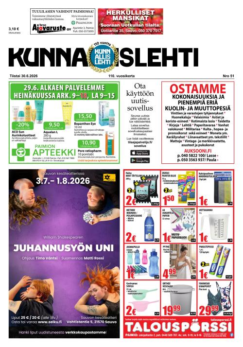Kunnallislehti Paimio-Sauvo-Kaarina 30.6.2026
