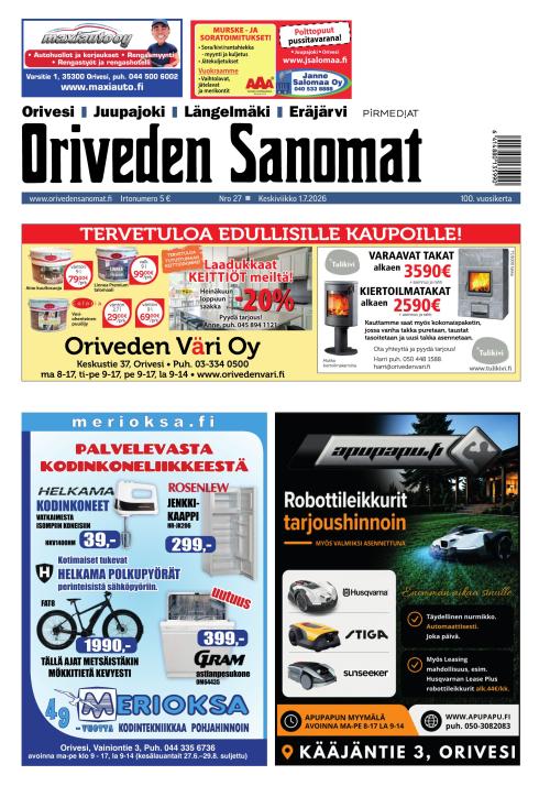Oriveden Sanomat 1.7.2026