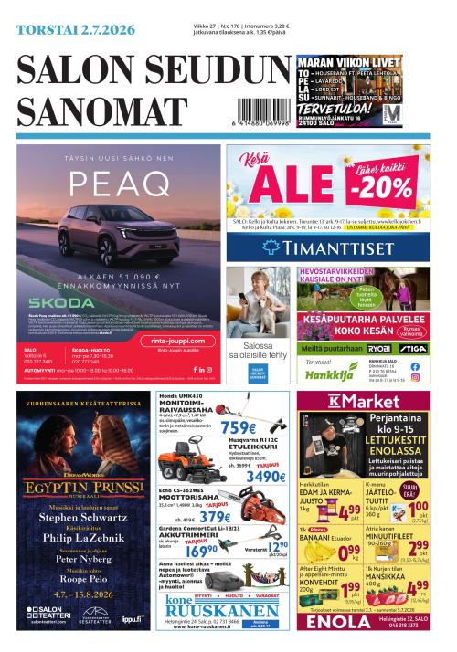 Salon Seudun Sanomat 2.7.2026