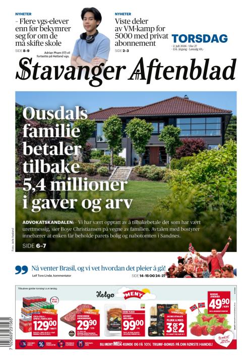 Stavanger Aftenblad 2.7.2026