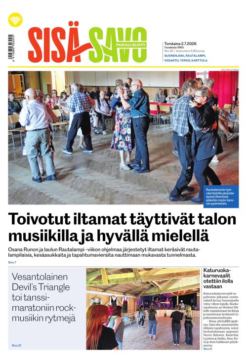 Paikallislehti Sisä-Savo 2.7.2026