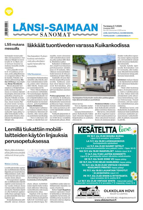 Länsi-Saimaan Sanomat 2.7.2026