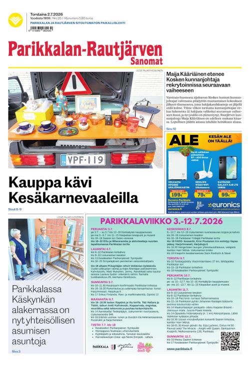 Parikkalan-Rautjärven Sanomat 2.7.2026