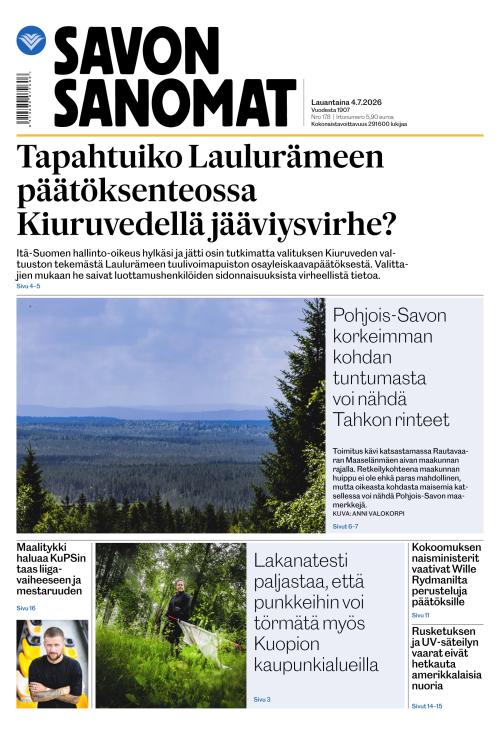 Savon Sanomat 4.7.2026