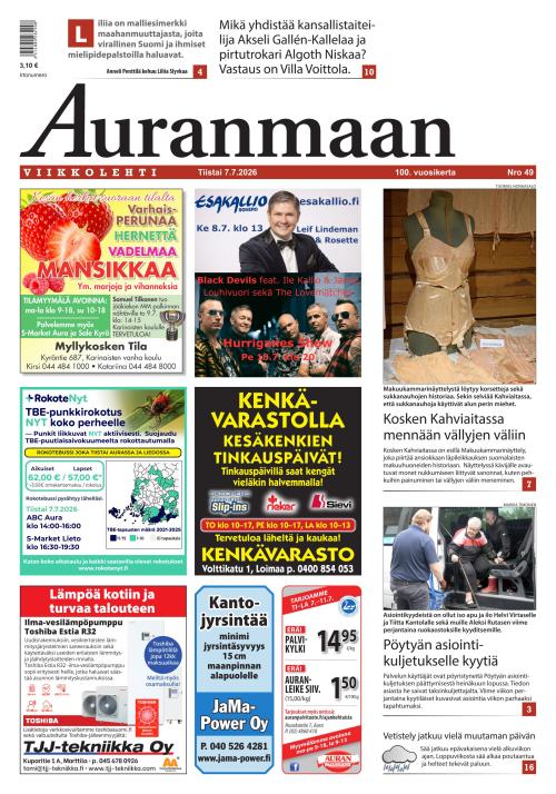 Auranmaan Viikkolehti 7.7.2026