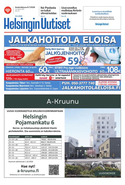 Helsingin Uutiset (Länsi) & Munkin Seutu 8.7.2026