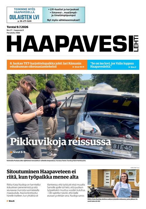 Haapavesi-lehti 9.7.2026