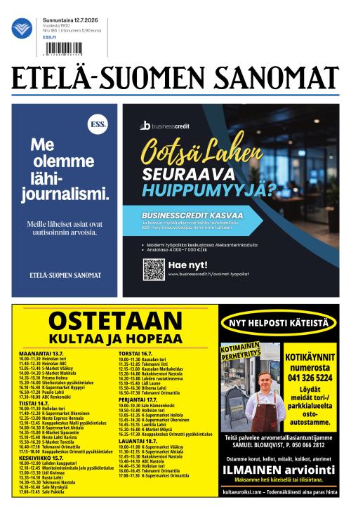 Etelä-Suomen Sanomat 12.7.2026