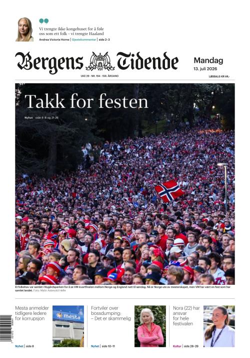 Bergens Tidende 13.7.2026