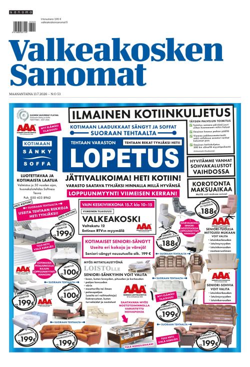 Valkeakosken Sanomat 13.7.2026