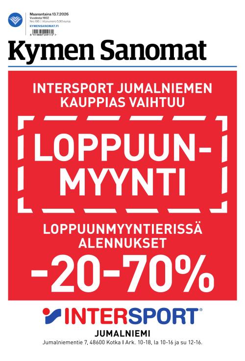 Kymen Sanomat 13.7.2026