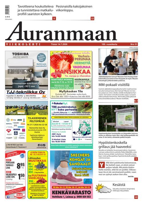 Auranmaan Viikkolehti 14.7.2026