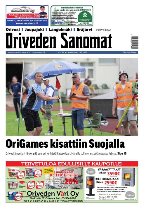 Oriveden Sanomat 15.7.2026
